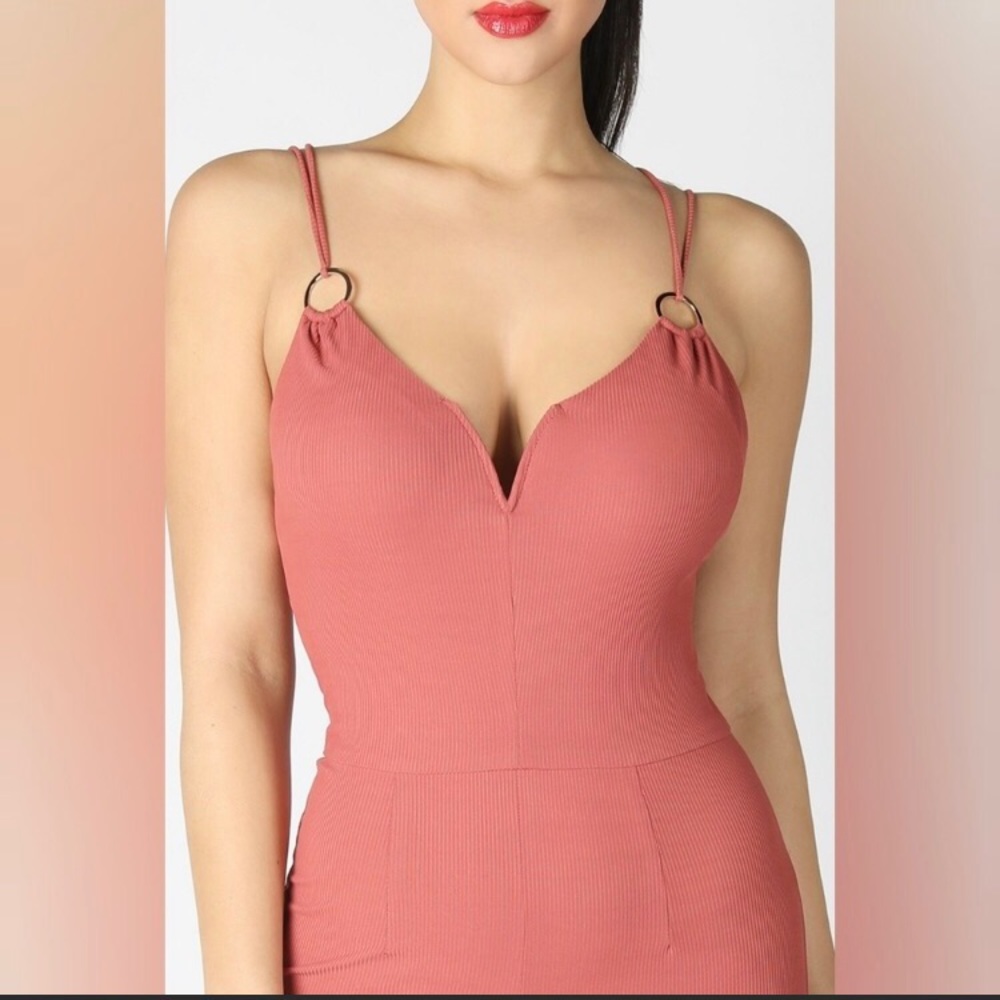 ‼️ Mauve Pink Gold O Catsuit Romper Jumpsuit - Picture 2 of 3